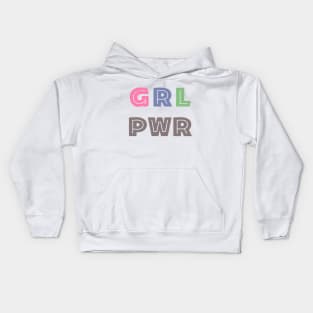 Big and Bold GRL PWR, Girl Power Design in Pastel Colors Kids Hoodie